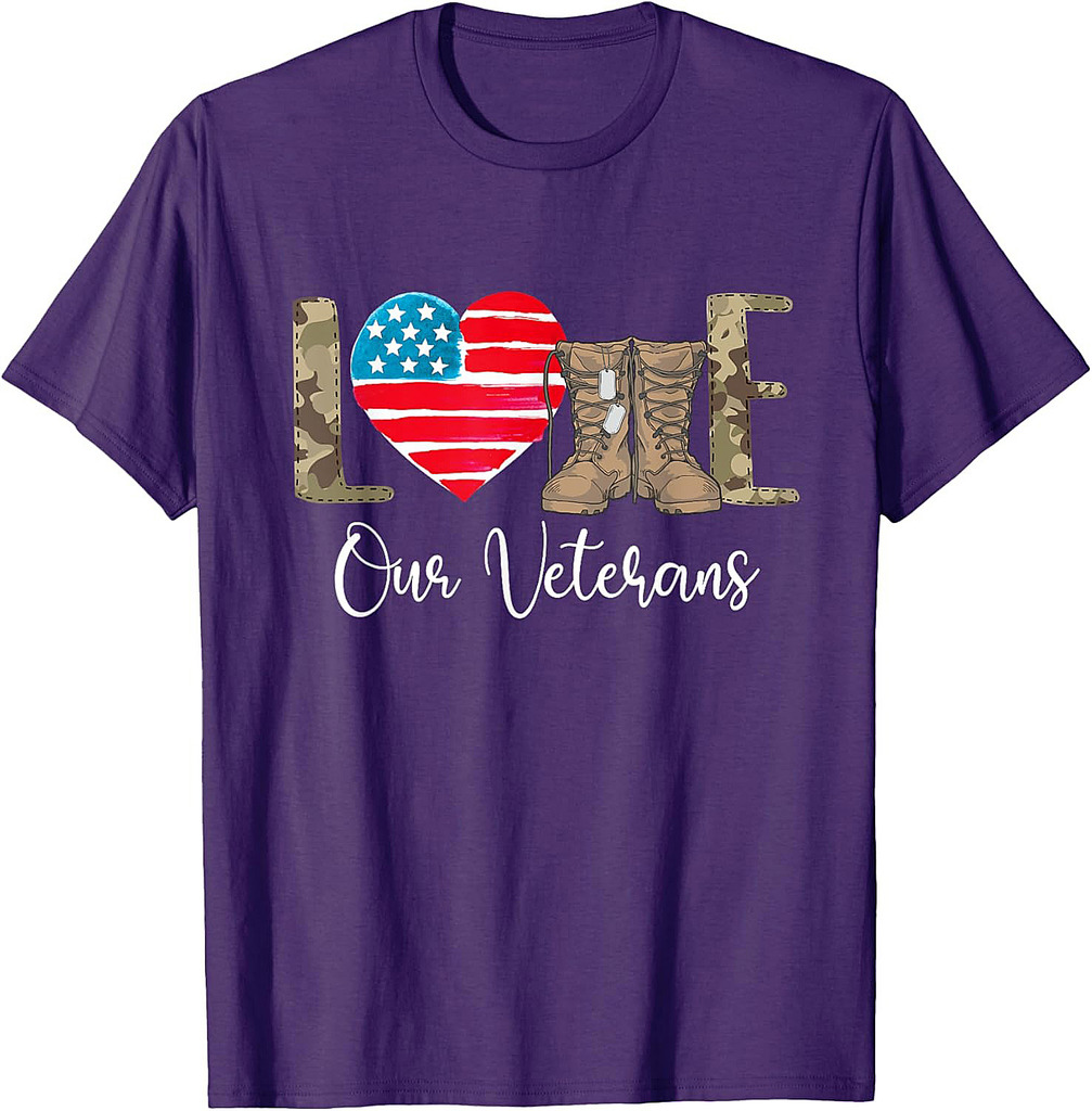 Love Our Veterans  Patriotic America Veterans Memorial Day T-Shirt