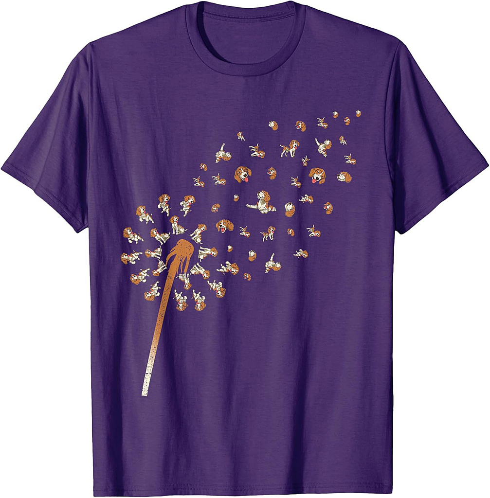 Cute Beagle Lover Pet Animal Dog Owner Dandelion Beagle T-Shirt for Men Women Girls