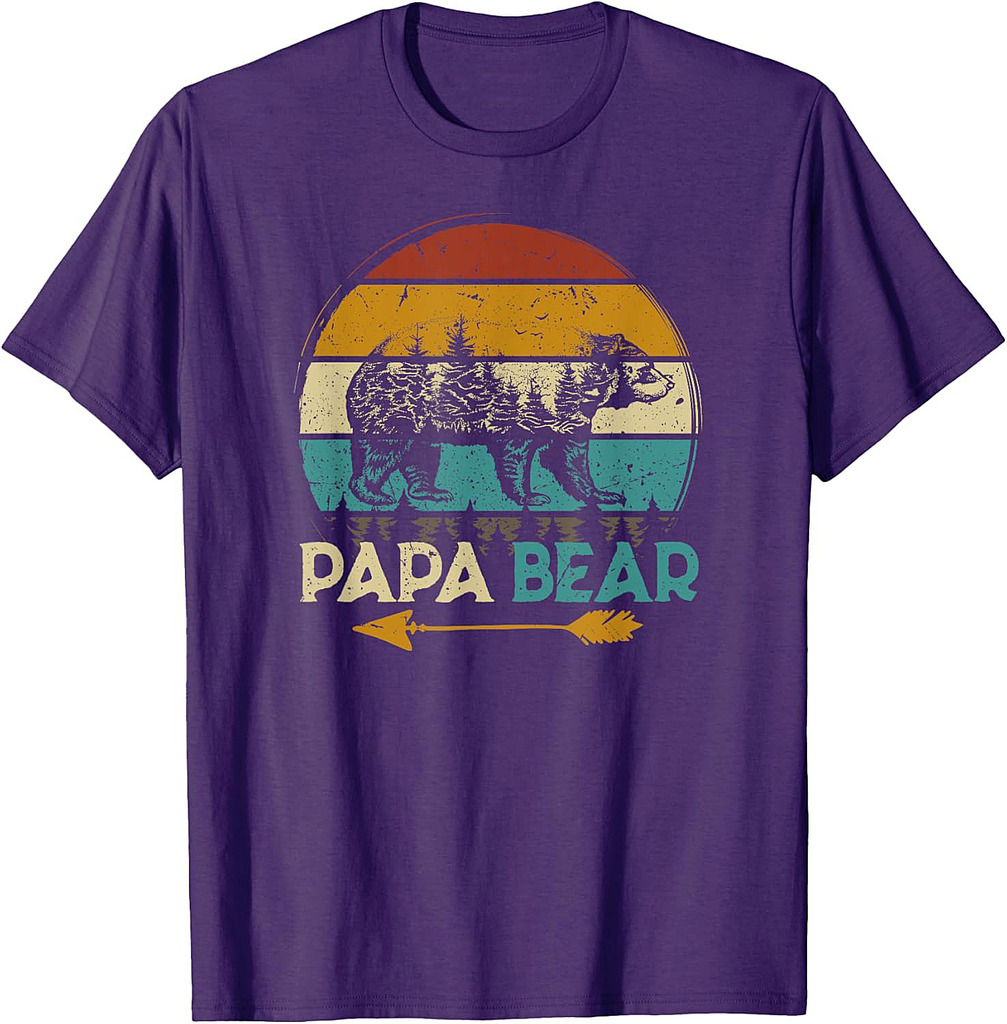 Father's Day Papabear Funny Dad Baby Bear Retro Vintage T-Shirt