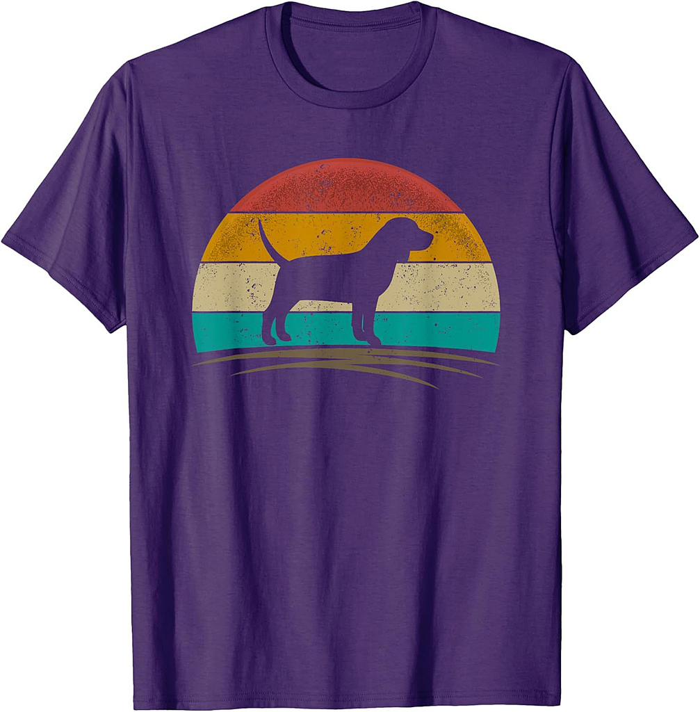 Beagle Dog Retro 70s Silhouette Breed Beagle T-Shirt for Men Women Girls