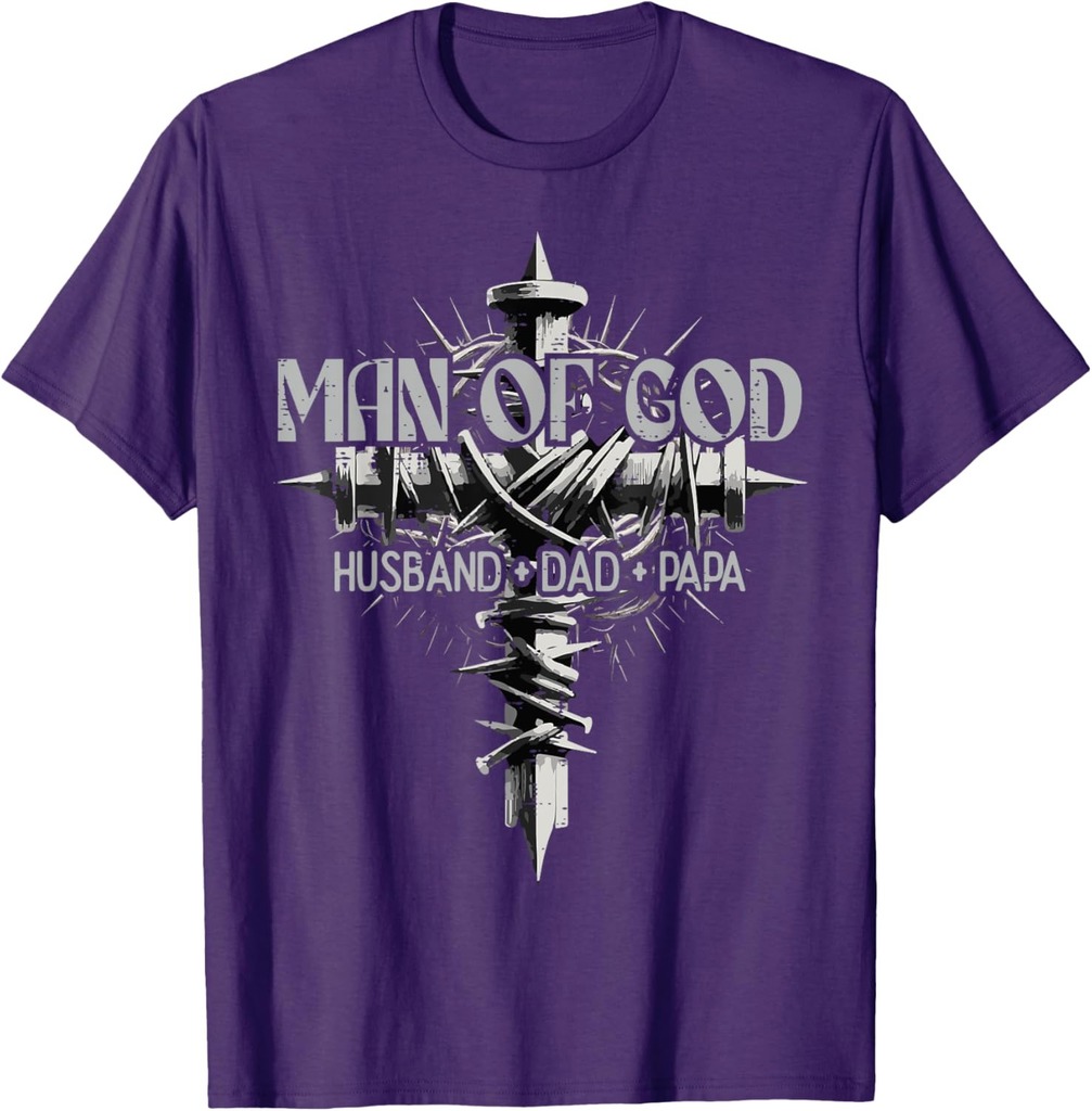 Man Of God Husband Dad Papa Cross Fathers Day Christian Men T-Shirt