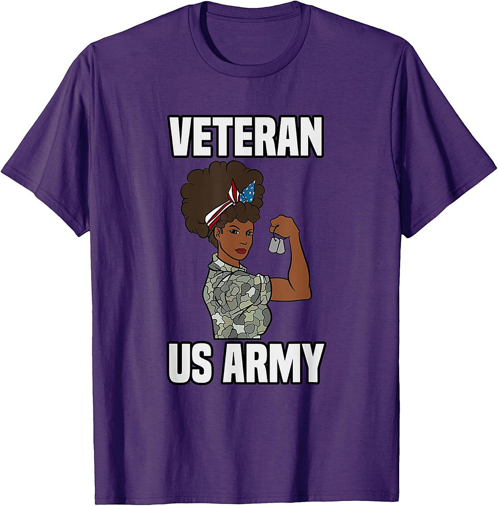 Female Melanin Veteran of the US Army Soldier Veterans Day T-Shirt