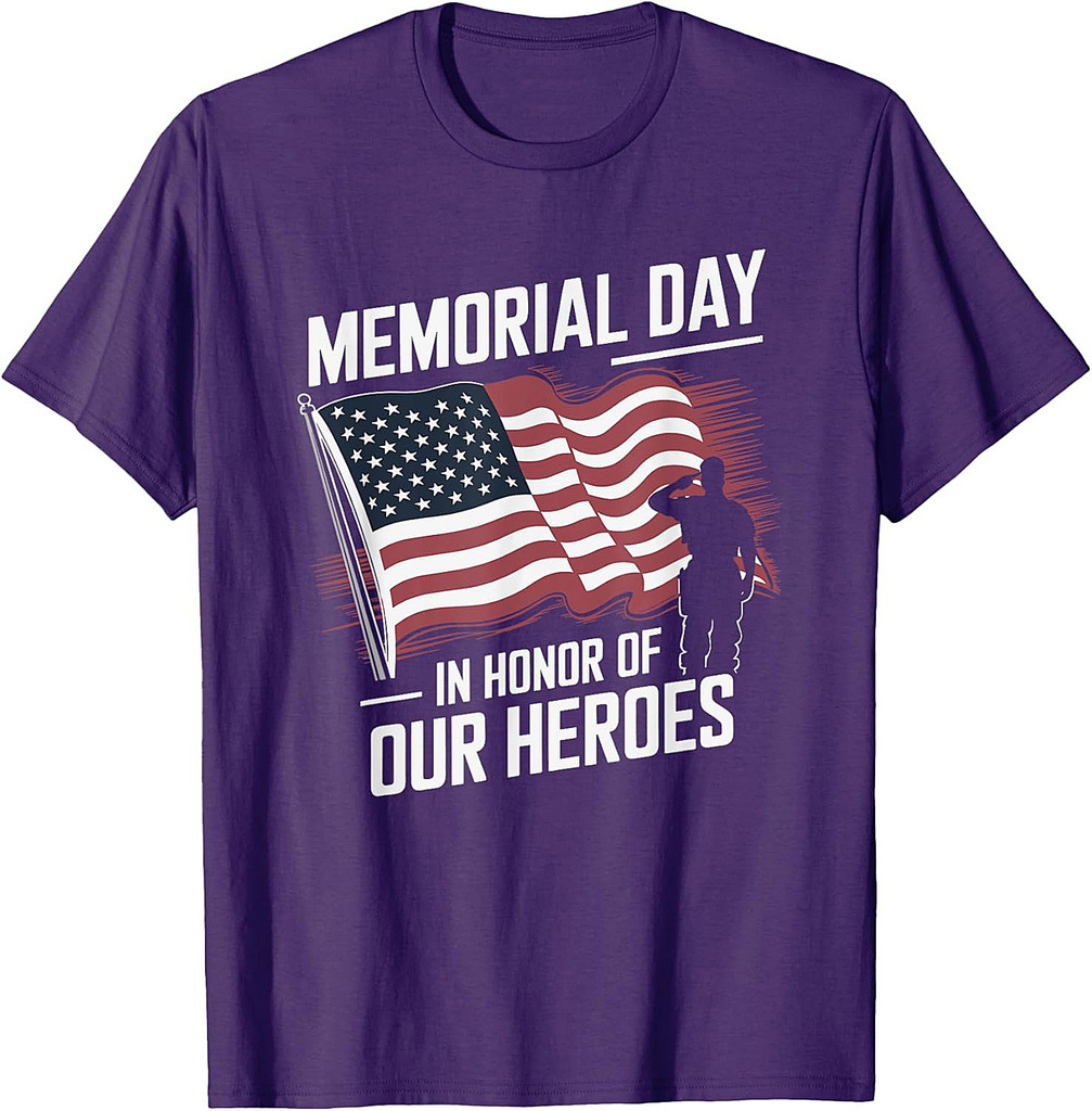 Memorial Day In Honor of Our Heroes, Patriot US Flag Veteran T-Shirt