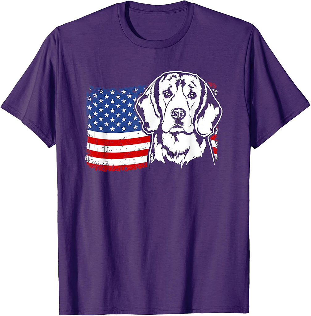 Proud Beagle American US Flag Patriotic Beagle Dog T-Shirt