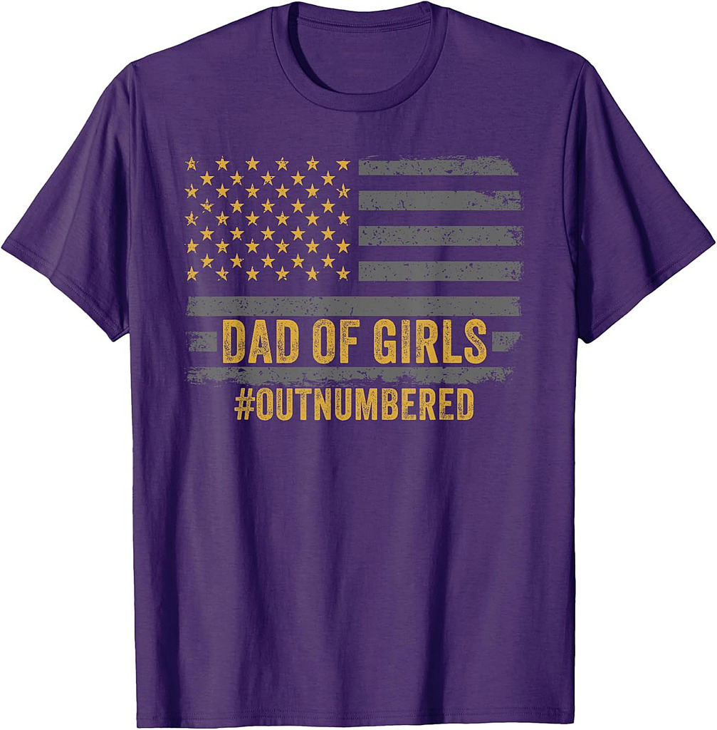 Dad of Girls Outnumbered Fathers Day 2025 for Dad Daughters T-Shirt