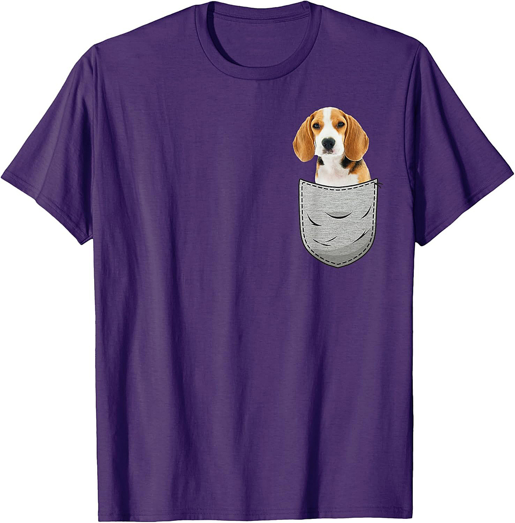 Beagle Chest Pocket for Dog Owners Men Women Girls T-Shirt
