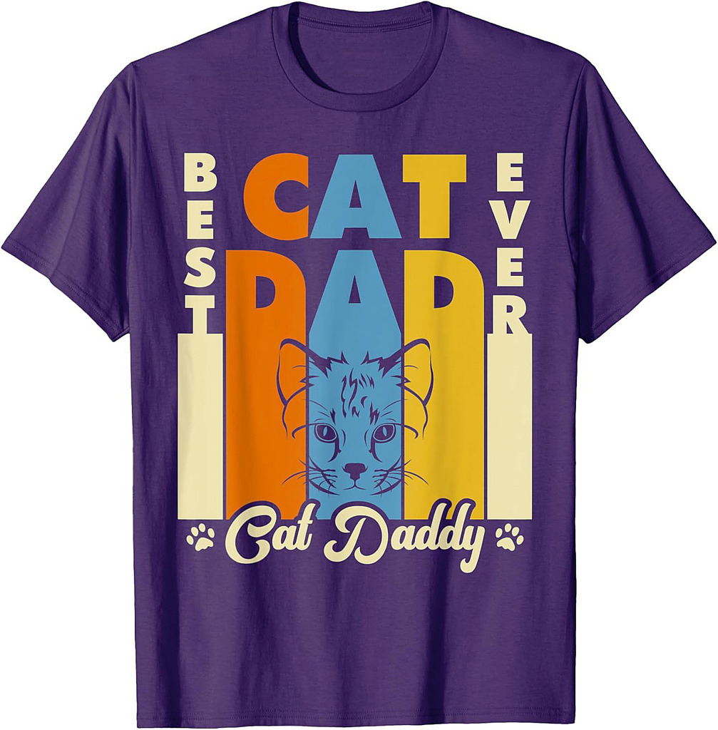 Vintage Best Cat Dad Ever Cat Daddy Funny Cat Lover Father's Day T-Shirt