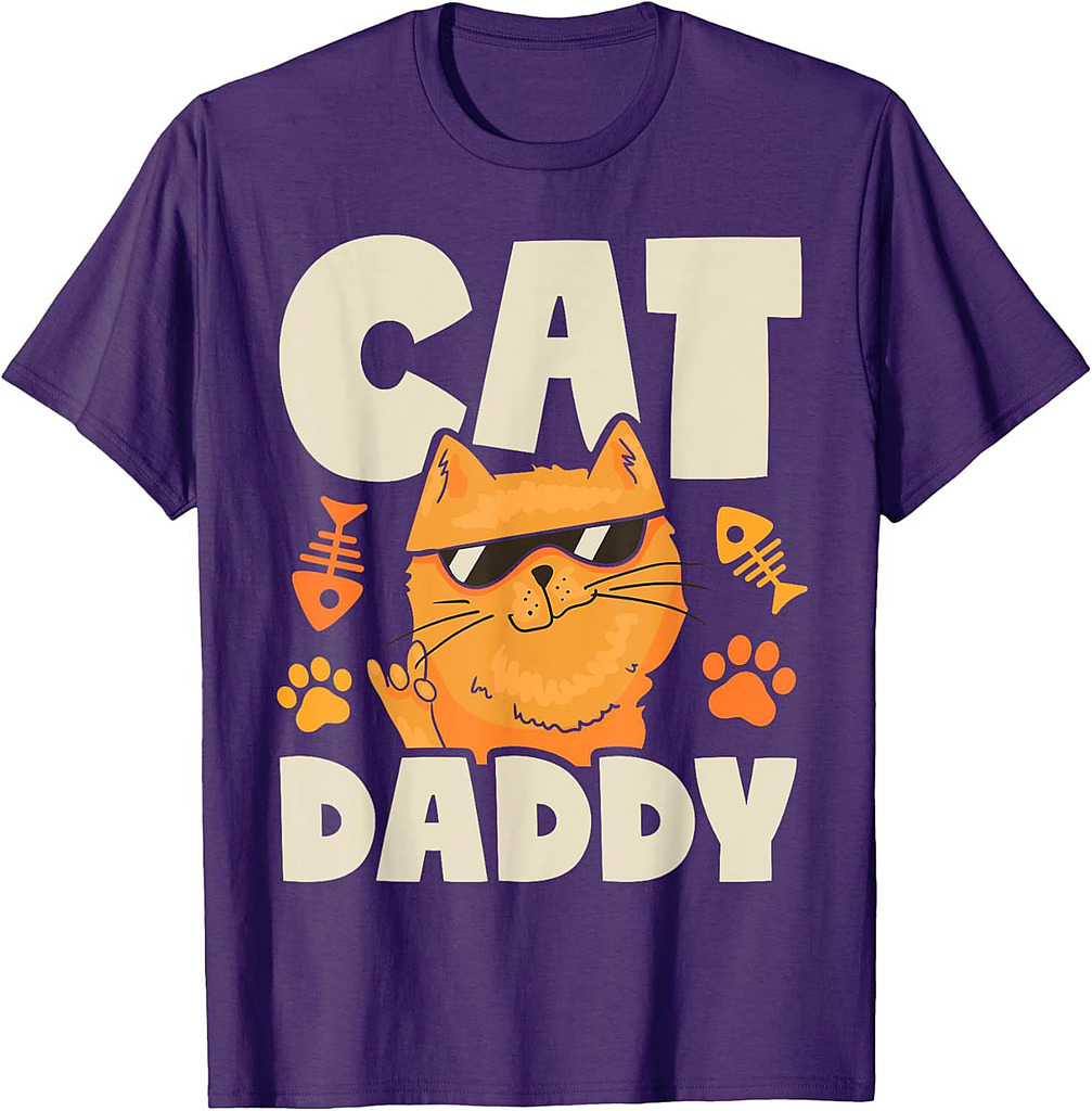 Cat Daddy Father's Day Best Dad Ever Retro Vintage Men Funny T-Shirt