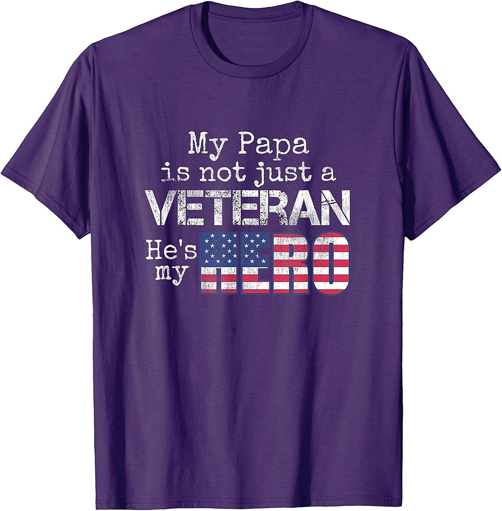 Military Family Veteran Support My Papa US Veteran My Hero T-Shirt