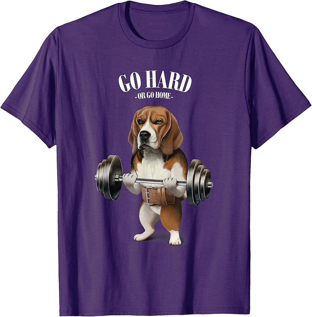 Beagle Dog Weightlifting in Fitness Gym T-Shirt