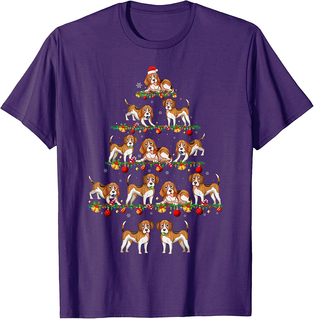 Family Pajama Sets Christmas Matching Beagle Dog Xmas Tree T-Shirt for Men Women