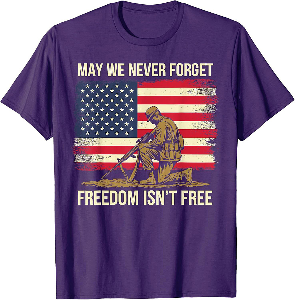 Never Forget Freedom Isn't Free Veteran Memorial Day Graphic T-Shirt