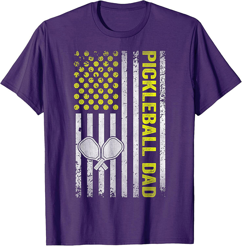 Pickleball Dad Father's Day USA Flag T-Shirt