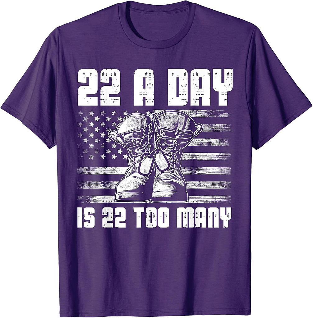 22 A Day Is 22 Too Many Veteran Lives Matter USA Flag T-Shirt