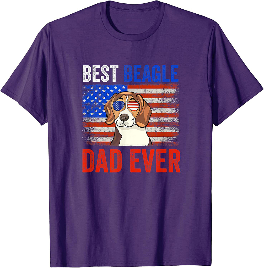 Best Beagle Dad Ever American Flag Fathers Day T-Shirt for Women Men