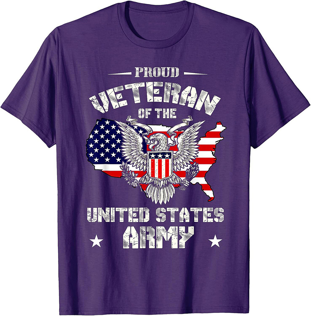 Proud Veteran of the US Army USA Flag Soldier Veteran T-Shirt
