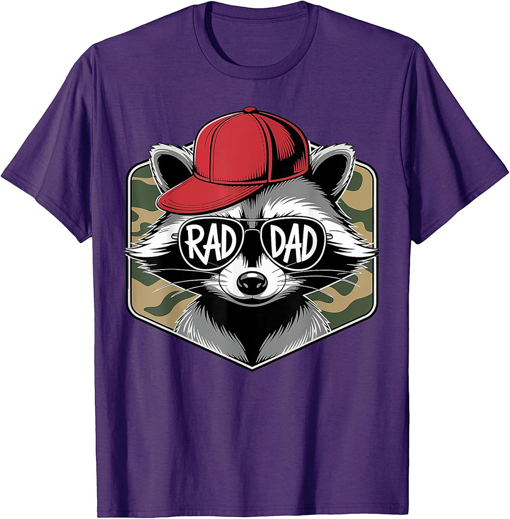 Vintage Rad Camo Dad Daddy Funny Raccoon Happy Father's Day T-Shirt
