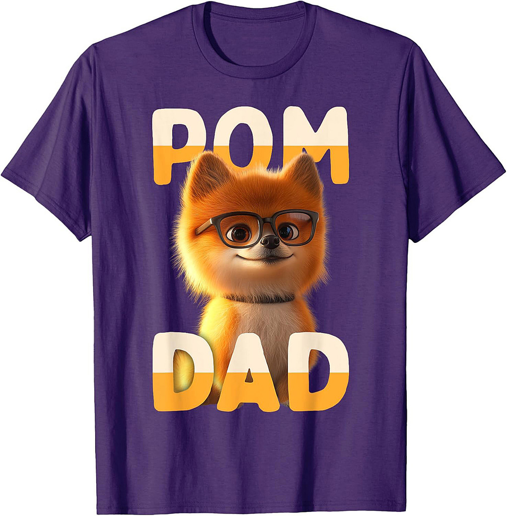 Pom Dad Pomeranian Daddy Spitz Papa Fathers Day Cute Pom T-Shirt