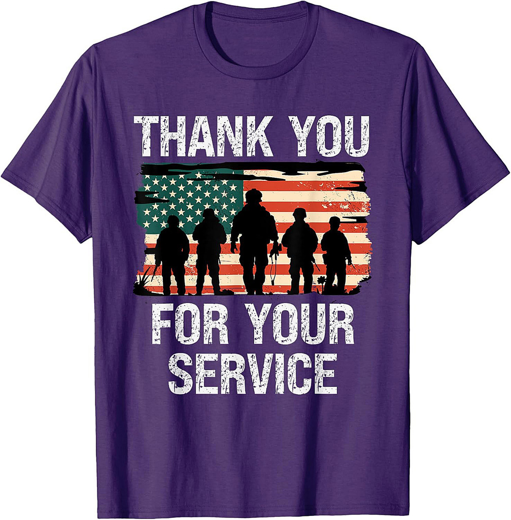 USA Flag Thank You for Your Service Memorial Veterans Day T-Shirt