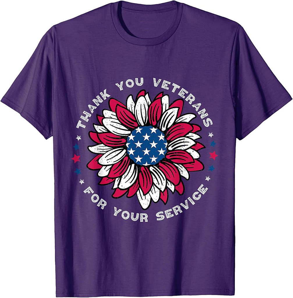 Thank You Veterans Sunflower, Military Veterans Day Tribute T-Shirt