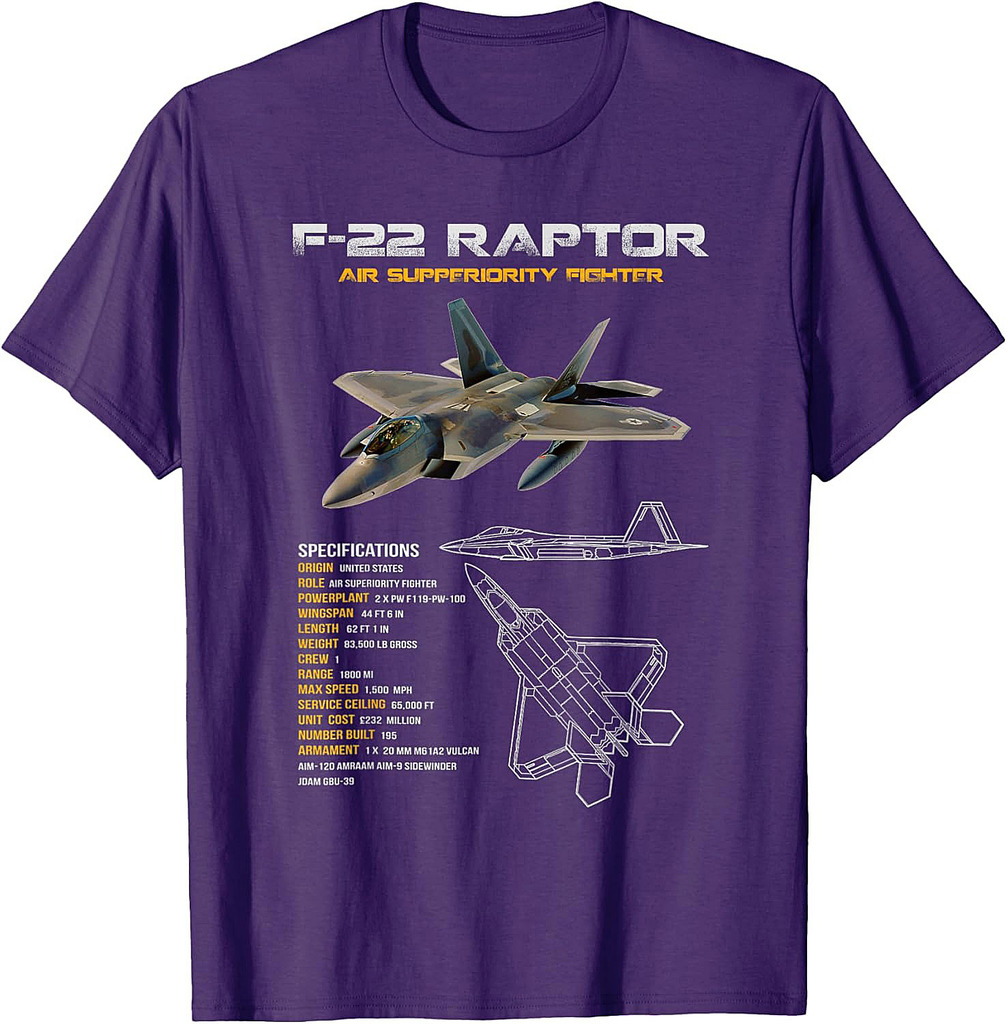 U.S Air Force F-22 Raptor Fighter Jet Military Pilot Veteran T-Shirt