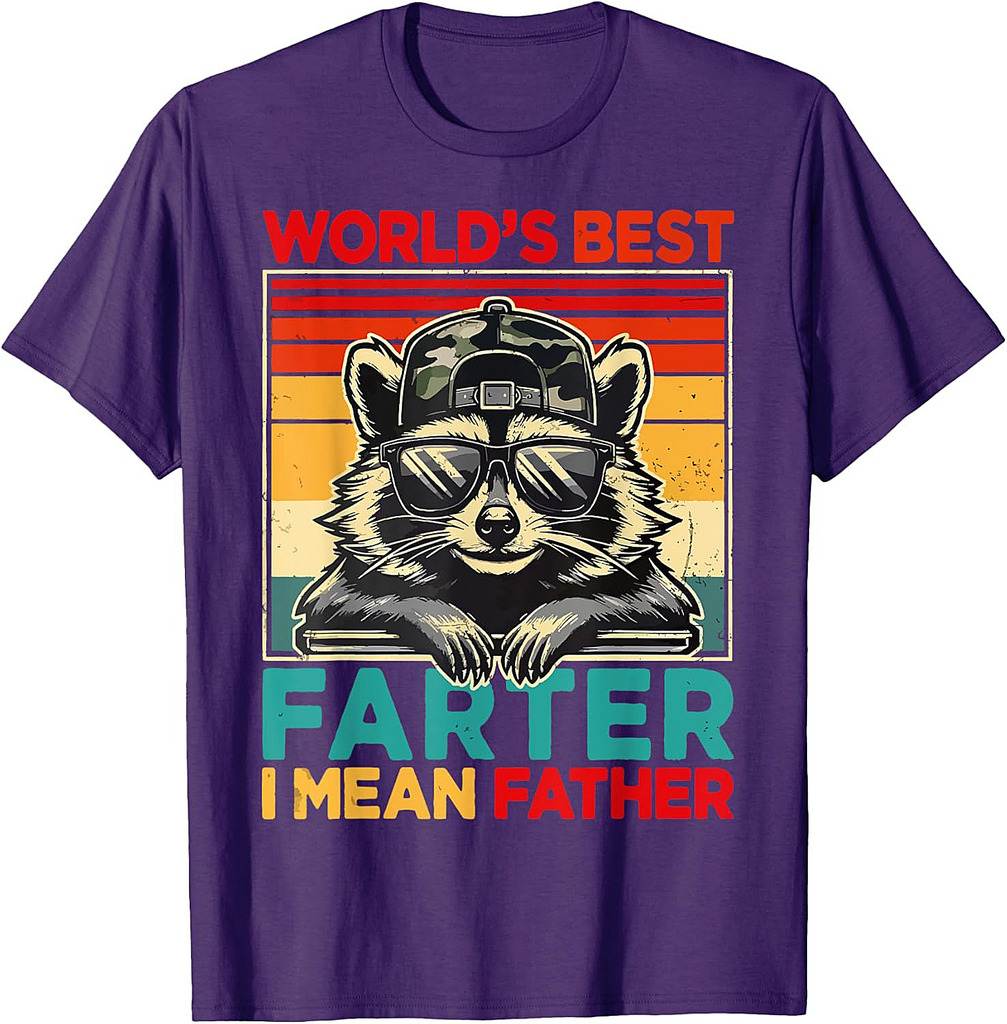 World's Best Farter I Mean Father Funny Raccoon Father's Day T-Shirt