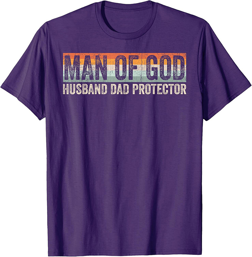 Man of God Husband Dad Protector Christian Dad Father's Day T-Shirt