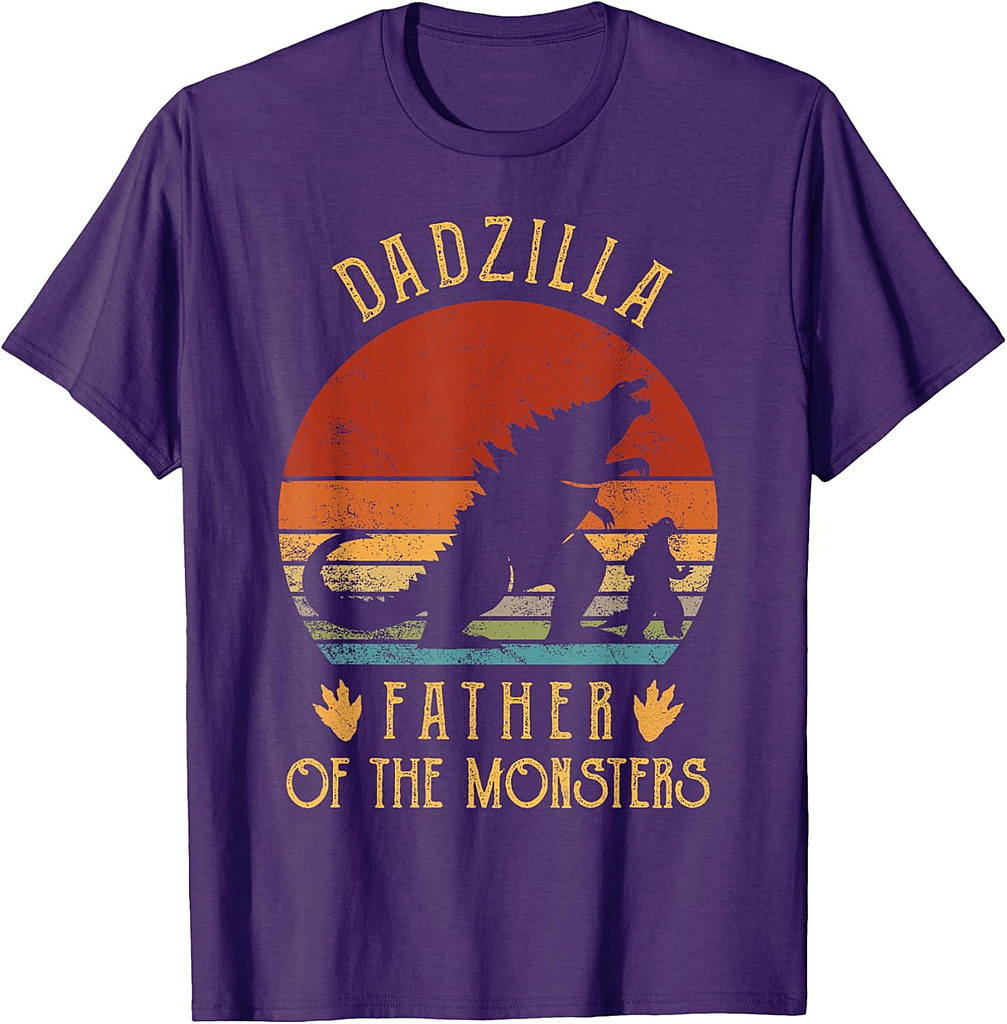 Mens Daddyzilla Father Of Monsters Vintage Dad Fathers Day T-Shirt