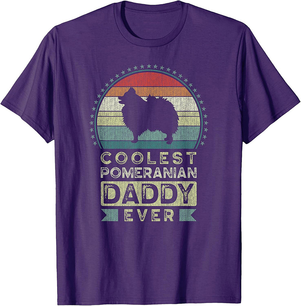 Coolest Pomeranian Daddy Ever, Father's Day, Pom Dog Dad T-Shirt