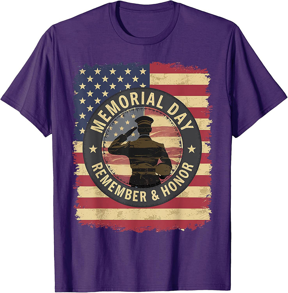 Memorial Day American Flag Remember Honor Veterans T-Shirt