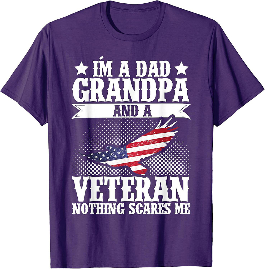 I'm A Dad Grandpa And A Veteran US Flag Veterans Day T-Shirt