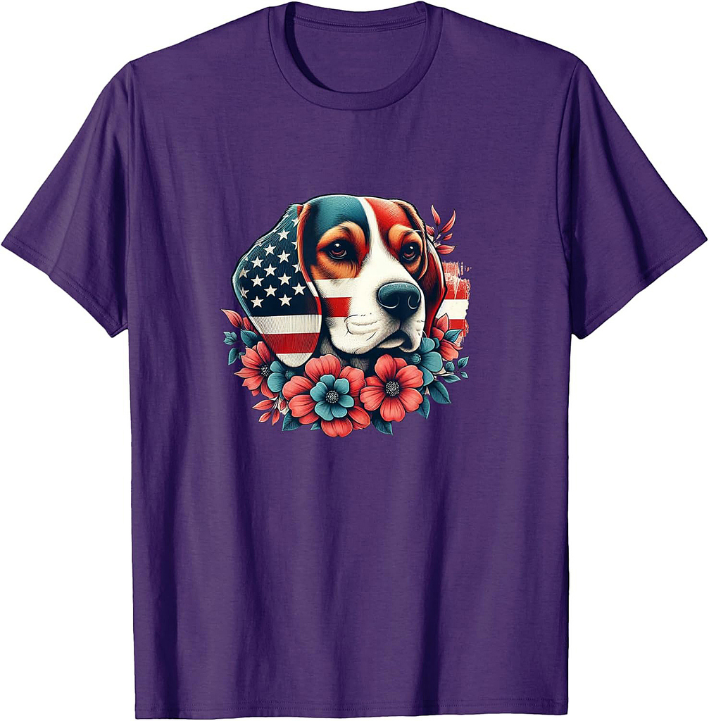 Beagle Shirt Womens American Flag Beagles Lover Beagle T-Shirt