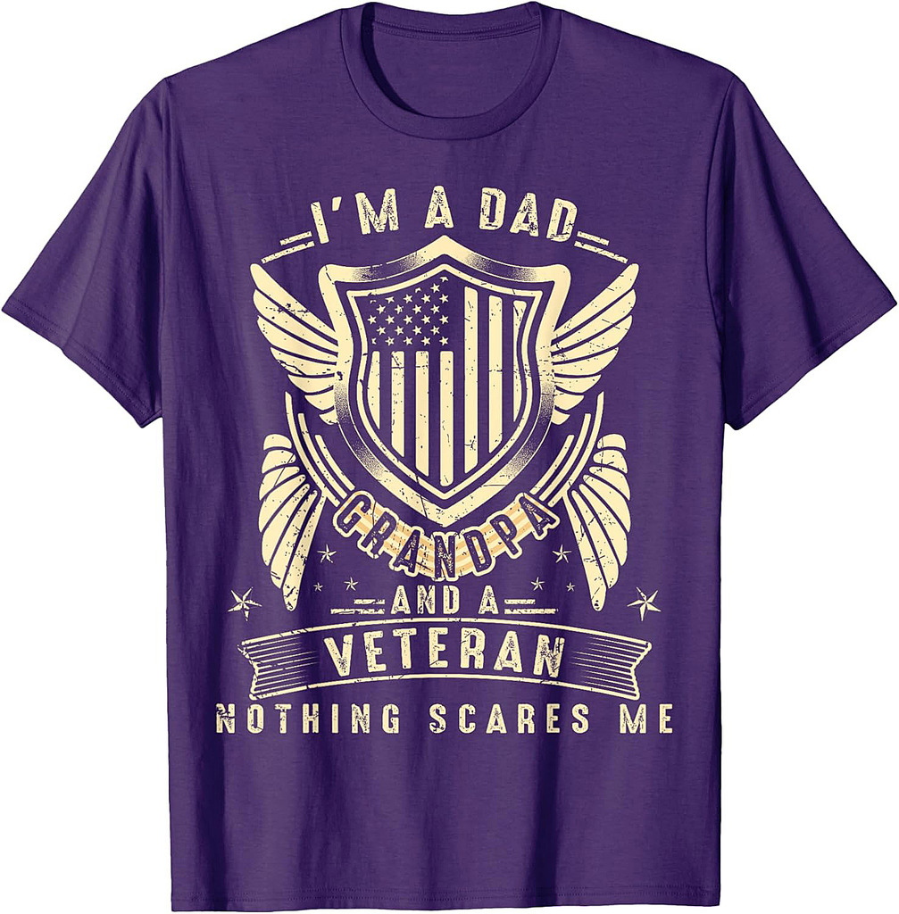 Father's Day  Veterans Day I'm a Dad Grandpa and a Veteran T-Shirt