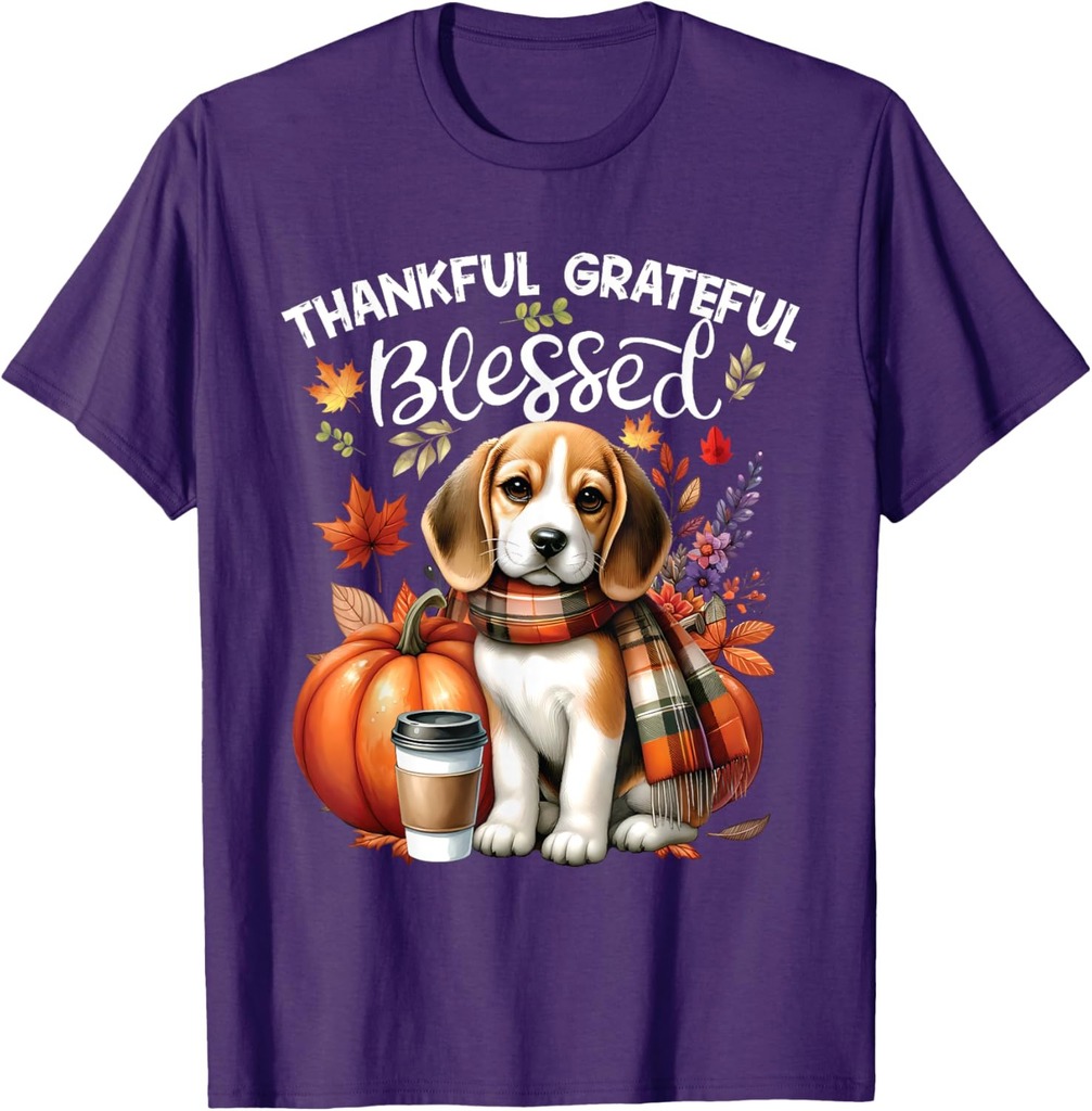Thankful Grateful Blessed Beagle Dog Happy Fall Y'all Autumn T-Shirt