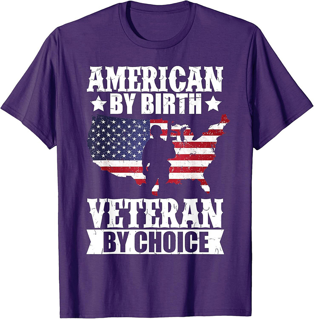 American By Birth Veteran By Choice US Flag Veterans Day T-Shirt
