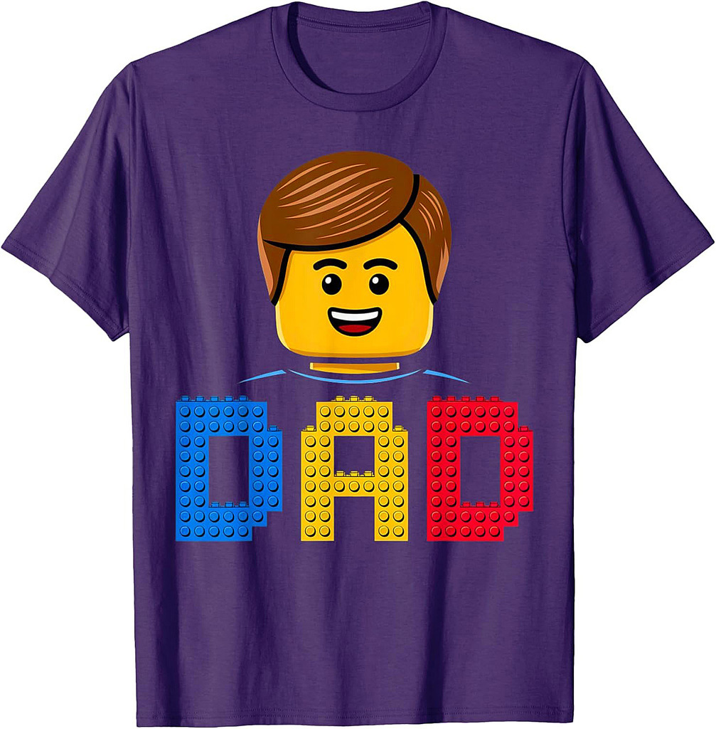 Family Dad Master Builder Building Bricks Blocks Fathers Day T-Shirt