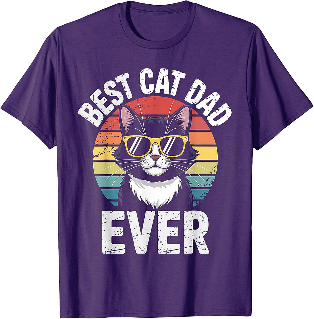 Best Cat Dad Ever Vintage Cat Daddy Funny Cat Fathers Day T-Shirt