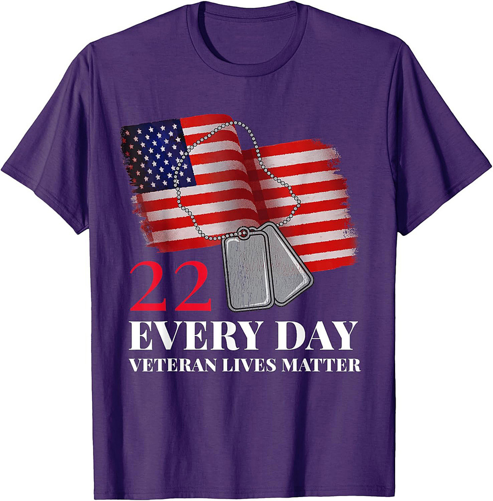 22 Every Day Veteran Lives Matter Veteran Suicide Awareness T-Shirt