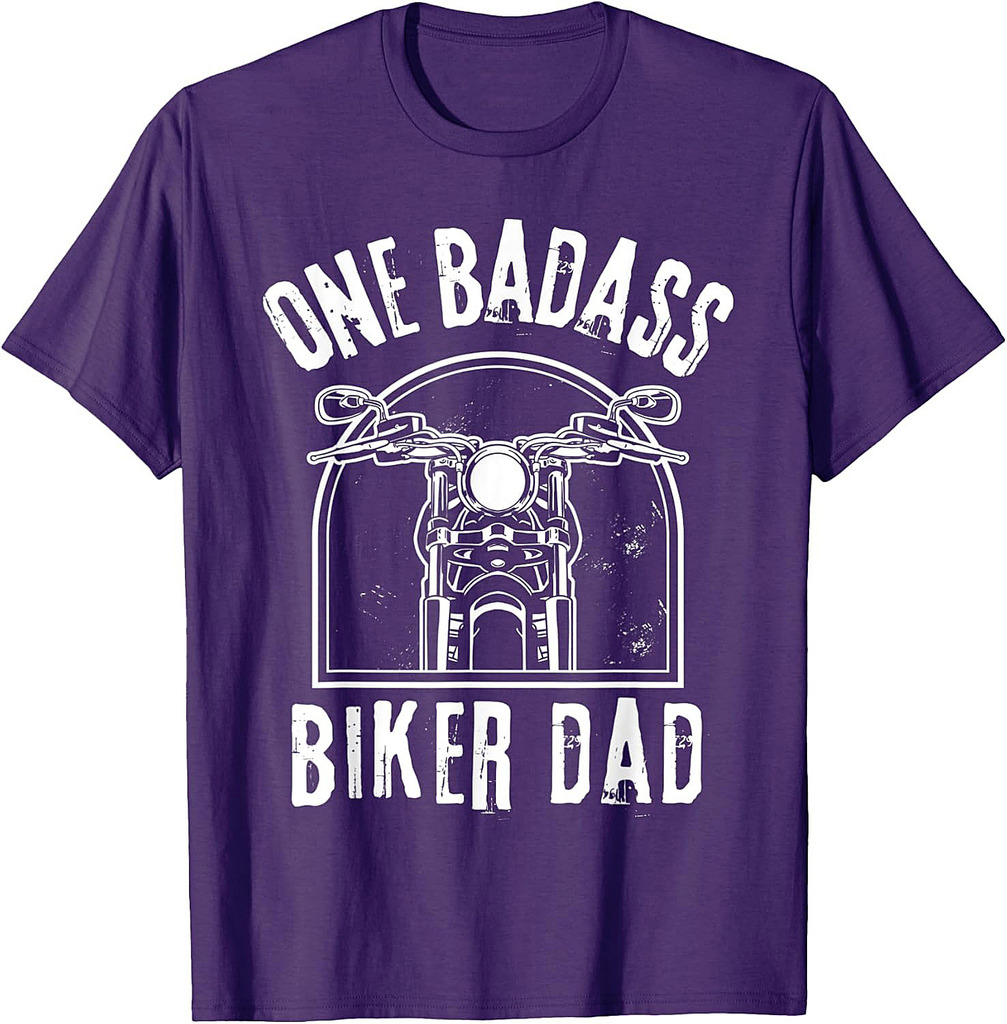 Mens One Badass Dad Father Daddy Motorcycle Biker Rider T-Shirt