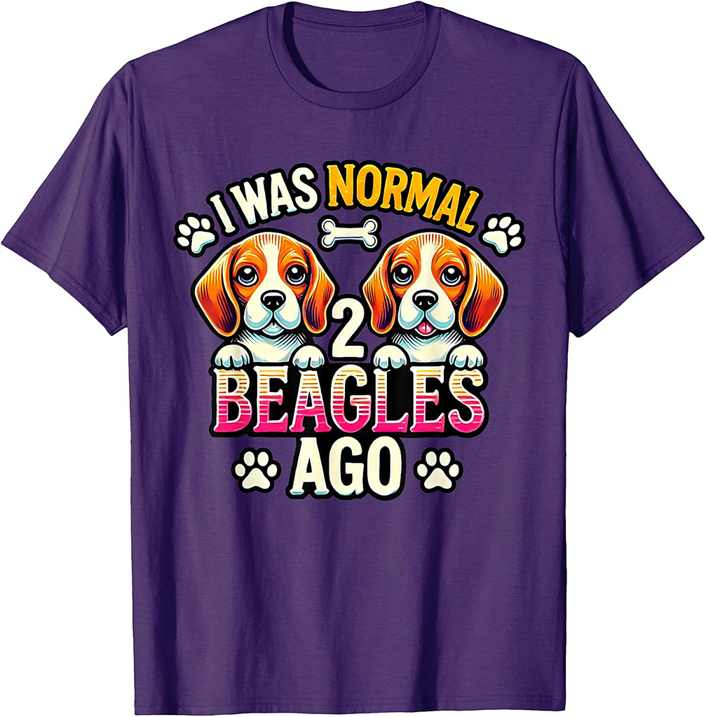 I Was Normal 2 Beagles Ago Funny Cute Beagle Lover Dog Puppy T-Shirt for Men Women
