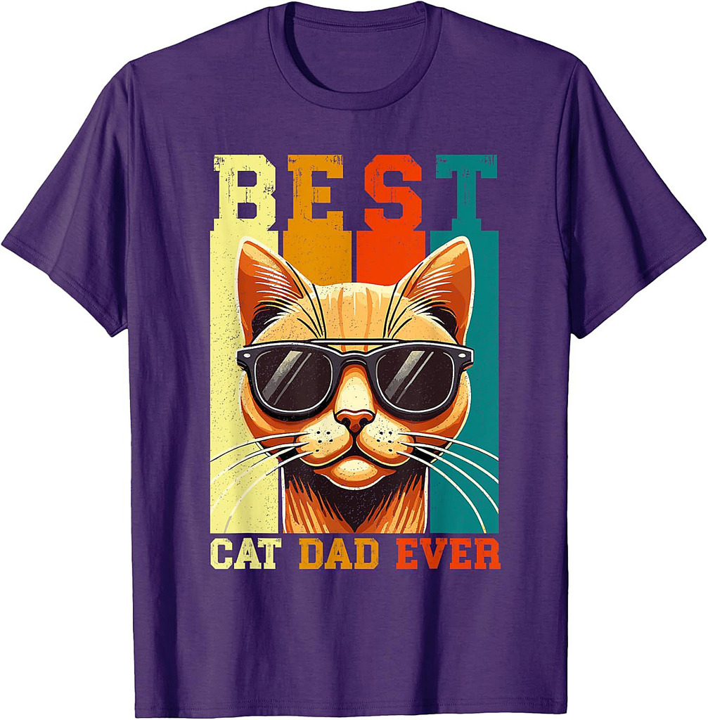 Best Cat Dad Ever Cat Lover Father's Day Daddy Papa Retro T-Shirt