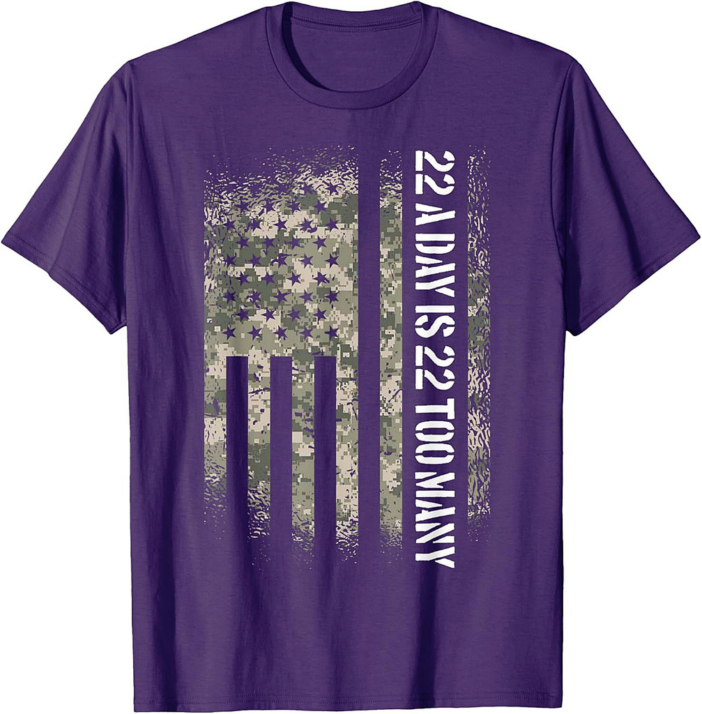 Veteran Suicide Awareness USA Flag 22 A Day Is 22 Too Many T-Shirt