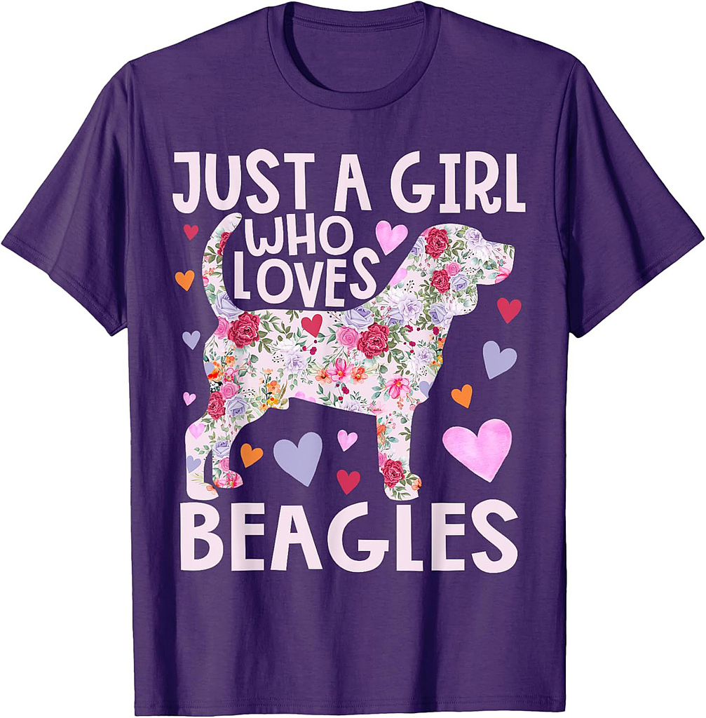 Beagle Just A Girl Who Loves Beagles Dog Flower Floral T-Shirt
