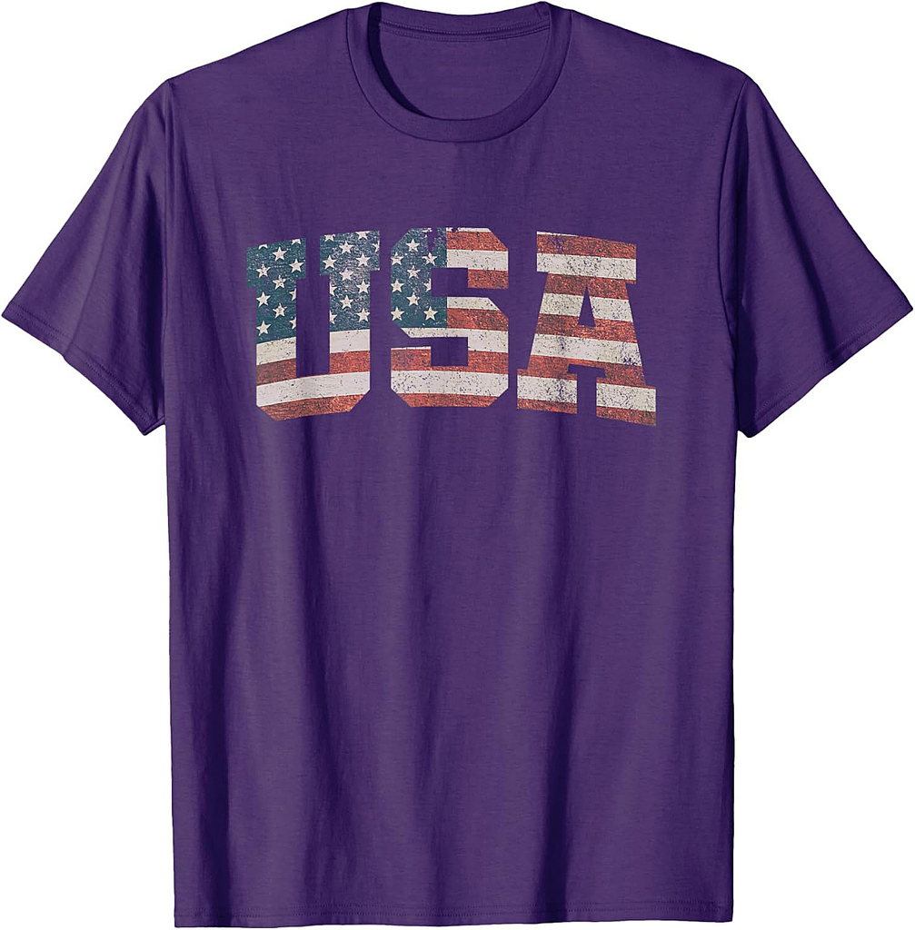 USA US Flag Patriotic 4th of July America Women Girls Men T-Shirt