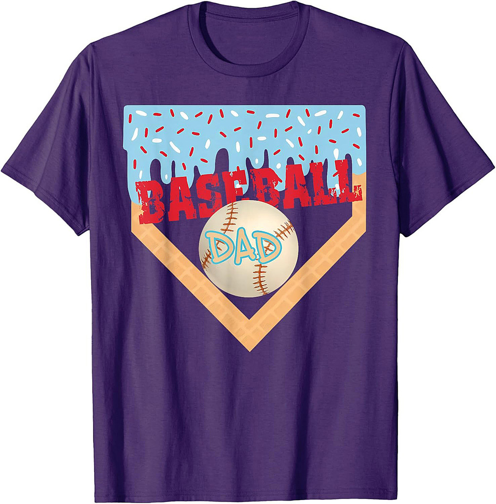Baseball Dad Home Plate Ice Cream Drip Father's Day Daddy T-Shirt