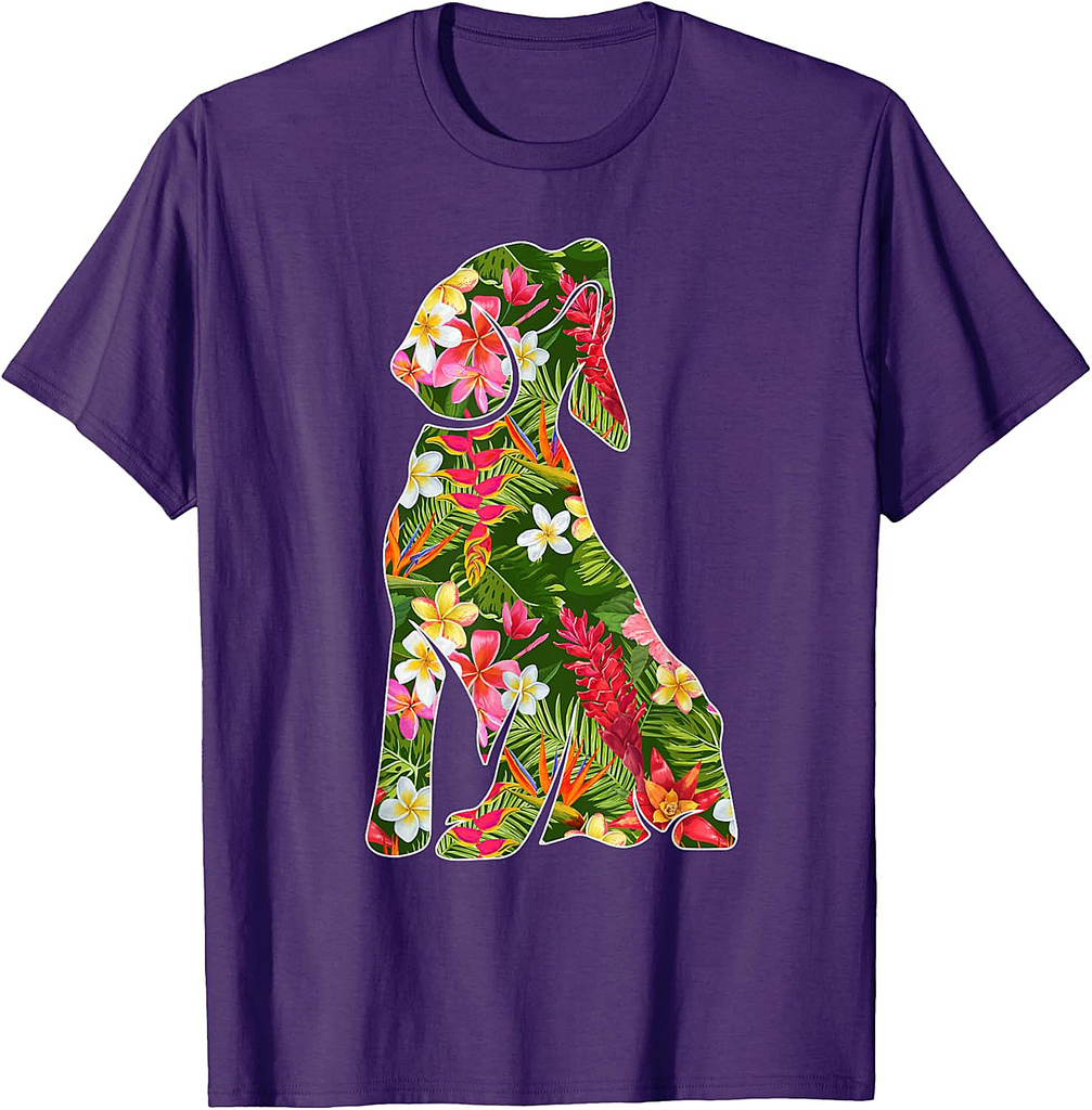 Funny Silhouette Of Beagle Dog Hawaiian Floral Summer Vibes T-Shirt