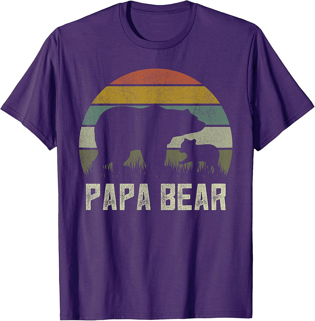 Funny Papa Bear Shirts, Cub 1 Kid Fathers Day Grandpa T-Shirt
