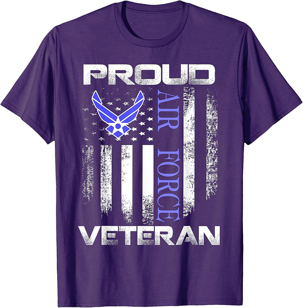 Vintage Proud Air Force Veteran With American Flag Gift T-Shirt