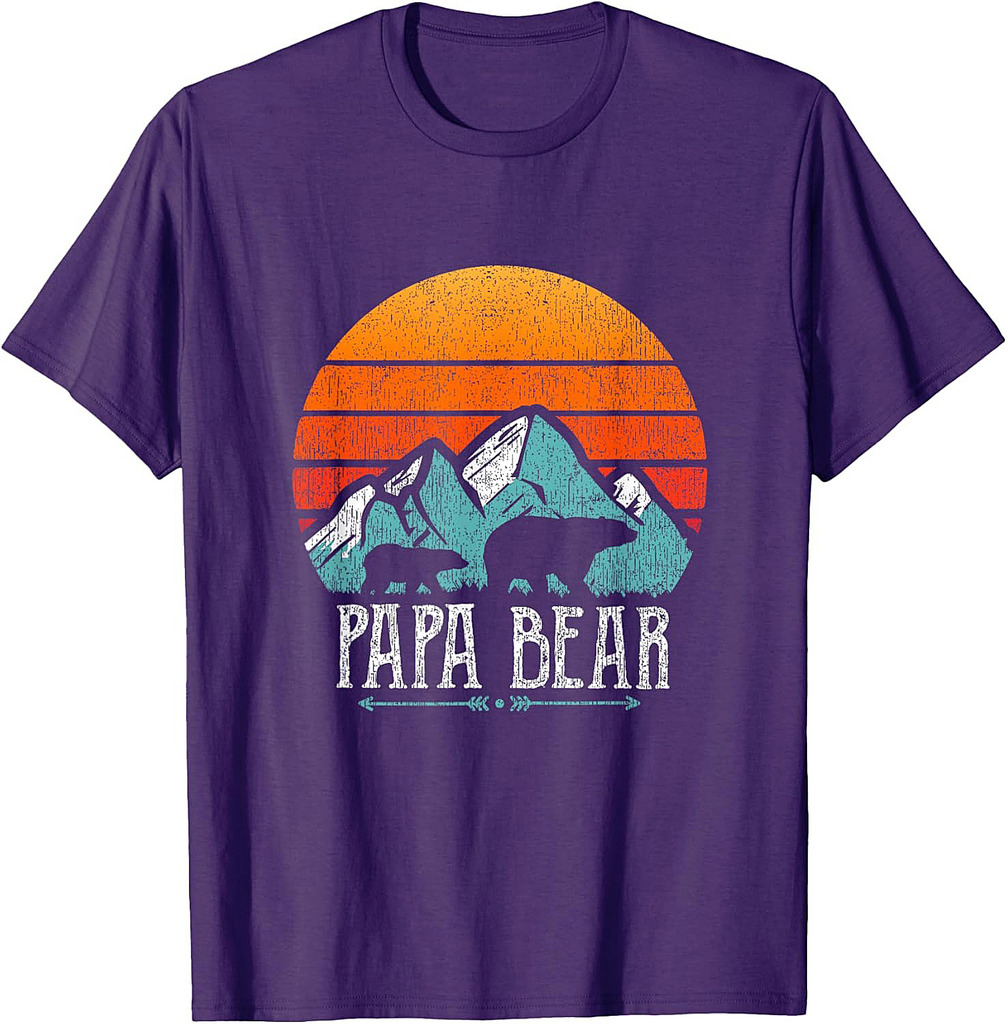 Papa Bear Vintage Daddy Father's Day Retro Dad T-Shirt