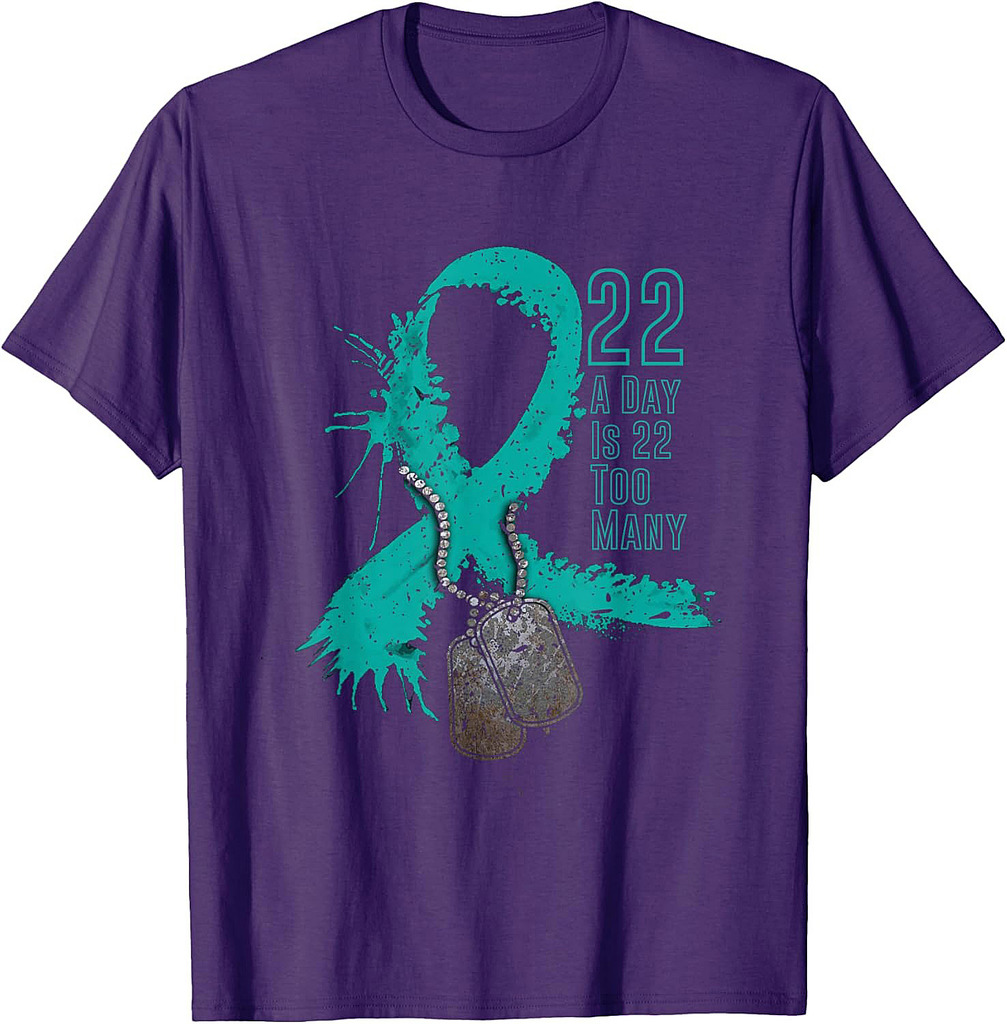 Veteran Suicide Awareness Ribbon 22 A Day Is 22 Too Many T-Shirt